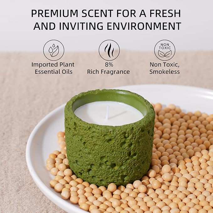 Viyffo 3 Pack Green Citronella Candles Outdoor, Citronella Candle Set Indoor, Lemongrass Candles for Home Scented, Non Toxic Soy, Ceramic Jar for Patio Décor & Camping Gift (6oz, 12 Hour Burn Each)