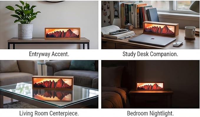 Mount Whitney in Sunlight Led Light Box 3 Layers of Acrylic Light Box Handmade Table Lamp for Room Decor Travel Gift (Mount Whitney in Sunlight)