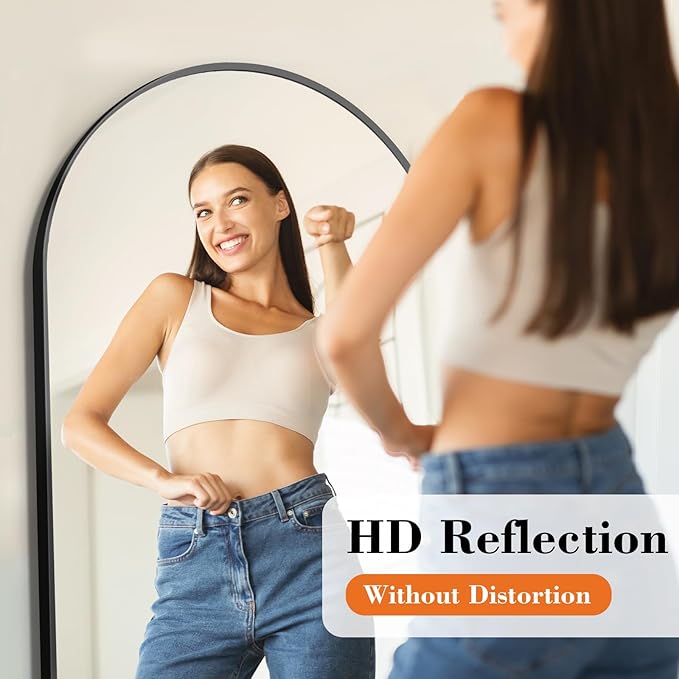 NEWBULIG Full Length Mirror, Full Body Floor Mirror with Aluminum Alloy Thin Frame, Wall or Standing Mirror for Bedroom, Living Room, Dressing Room