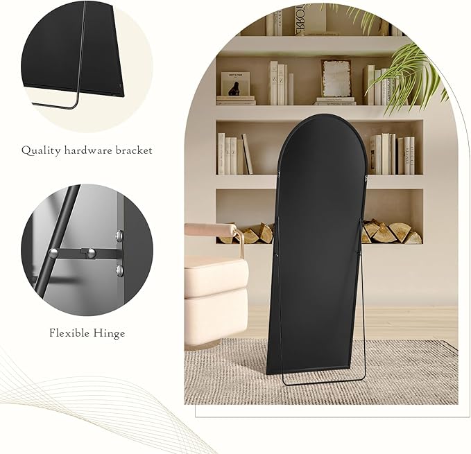 Mirror Full Length, Upgraded Body Wall Mirrors with Shatter-Proof Glass, Floor Standing, Hanging or Leaning, Tall Mirror with Stand Aluminum Alloy Frame for Bedroom
