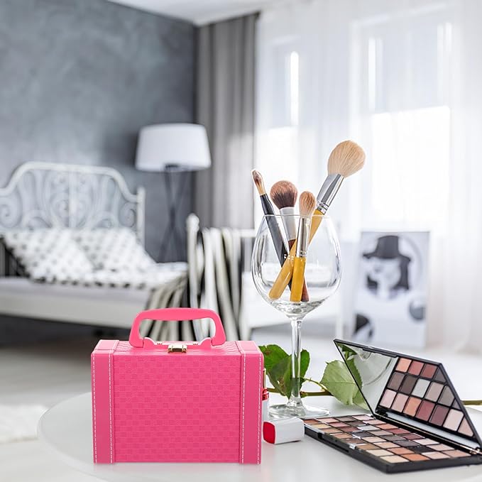 Jewelry Box Organizer with Mirror Pink Jewelry Storage Case for Women Necklace Earring Bracelet Display and Makeup Storage Organizer