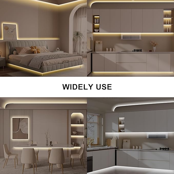 Tatazone 32.8ft Tunable White COB Led Strip Light with RF Remote, CRI93+ Dimmable CCT 2700K-6500K COB Led Tape Lights, Adhesive High Density Dual Color Led Light Strip for Bedroom, Kitchen, Cabinet