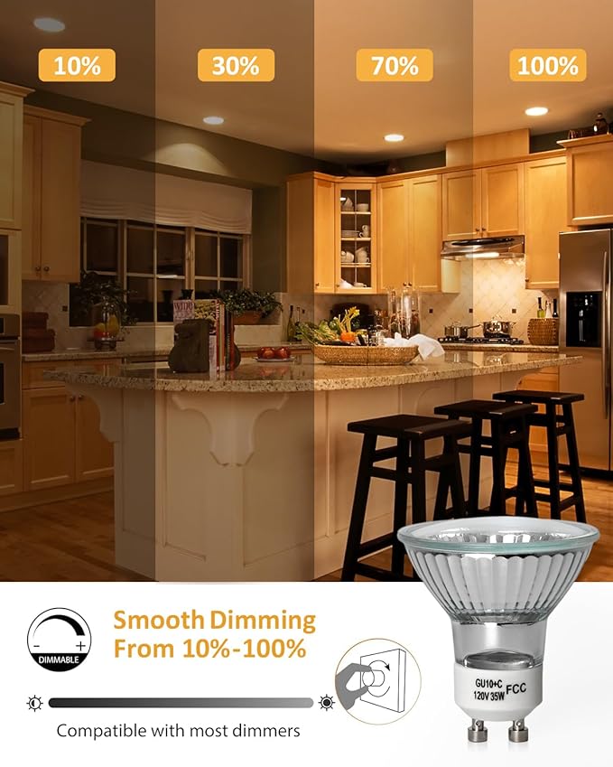 Elenhome 120v 35W GU10 Bulb for Candle Warmer Lamp, 2pcs gu10+c Dimmable 2800K Warm White Halogen Light Bulbs 2 pin, Wax Burner Light Bulb, Full Glass Cover Reflector Track & Recessed Light Bulbs