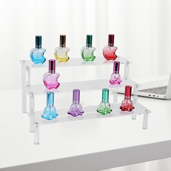 Acrylic Riser,Large Display Risers, Clear Risers Perfume Organizer, 3 Tiered Cupcake Shelf Stand Holder,11.8 Inch,DIY