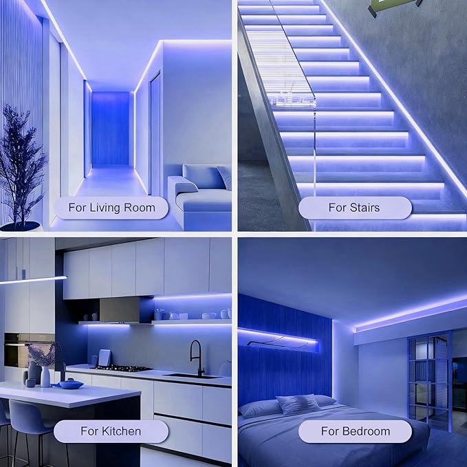ZSLAIFU Battery Powered LED Strip Lights, 3.3FT COB LED Strip Light, Battery Operated LED Lights, Ice Blue LED Strip Lights Battery Powered for Closet, Cabinet, Shelf, Kitchen, DIY Lighting