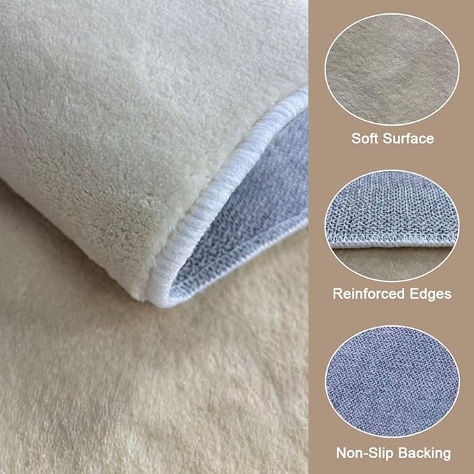 Mid Century Modern Irregular Rug 2x3 Beige Cream Black Lines Border Irregular Shaped Area Rug for Living Room Bedroom Playroom Minimalist Abstract Boho Home Office Foldable Thin Comfort Carpet Mats