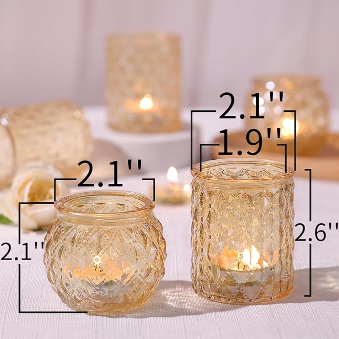 NITIME 36 Pcs Assorted Gold Votive Candle Holders, Tea Light Candle Holder Glass for Wedding Table Decor, Gold Candle Holders for Table Centerpiece, Brithday and Holiday Decorations