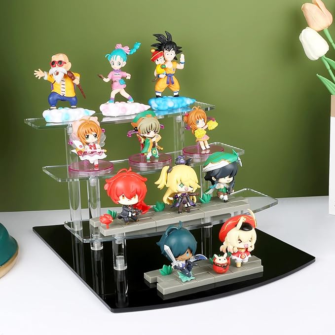 ELEGANTLIFE Acrylic Display Riser Stand – 4 Tier Clear Shelf for Funko POP, Amiibo, Figures, Collectibles, Cupcakes, Perfume, Skincare Organizer