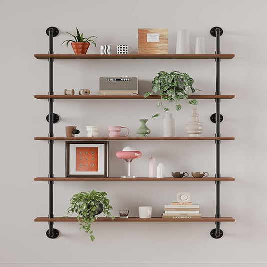 HDDFER Floating Shelves for Wall Living Room Shelves Bookshelf Industrial Pipe Shelving Shelf Real Wood Planks 36 inch Rustic Wall Shelves Hanging Bookshelves Farmhouse Kitchen Bar Shelving