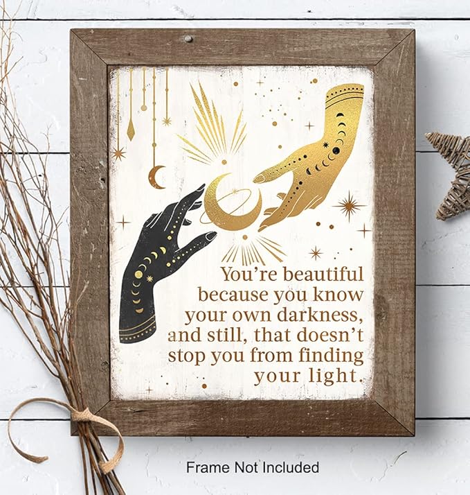Boho Witchcraft Wall Art - Gothic Witchy Room Decor - Inspirational Positive Quotes for Women - Encouraging Gifts - Shabby chic Celestial Wicca Wiccan Witch Motivational poster - Pagan Supplies