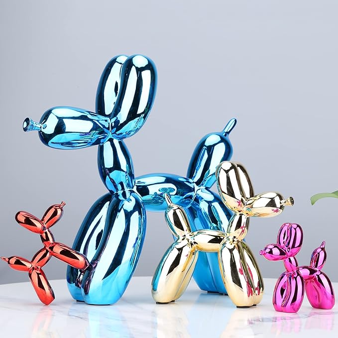 Silver Balloon Dog Decor - Animal, Shelf, Preppy Room, Cute Statue, Modern Sculpture, Gold Decorations, Small Figurines
