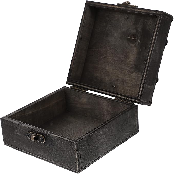 LIFKOME Wooden Makeup Organizer Vintage Treasure Box Jewelry Trinket Box Ring Storage Decorative Storage Case