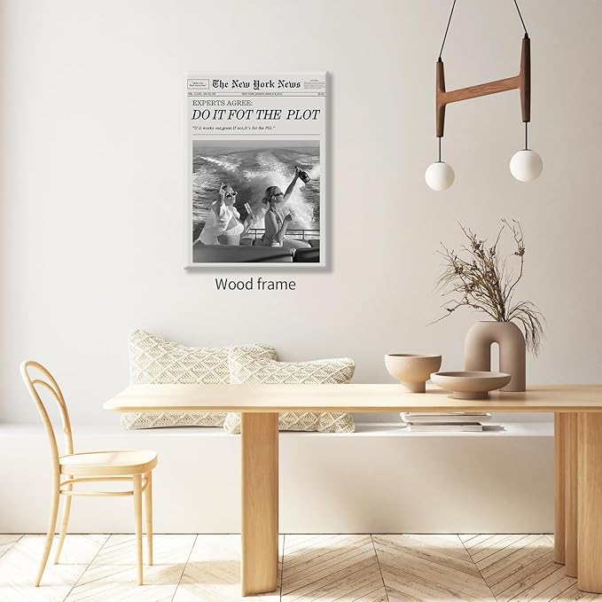 Black and White Fashion Hot Girl Poster Fun Do It For The Plot Newspaper Wall Art 16X24 inch Framed Retro Girly Canvas Prints for bar Cart Decor