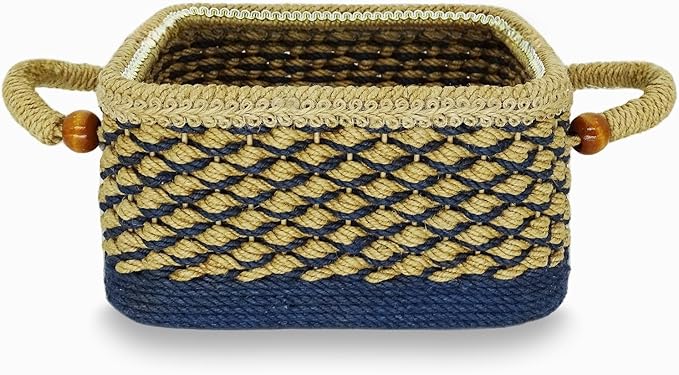Zenpeace Wicker Small Basket, Suitable For Hand-Woven Basket with Handle，Organizing and Decorating Projects, Clothes and Various Items