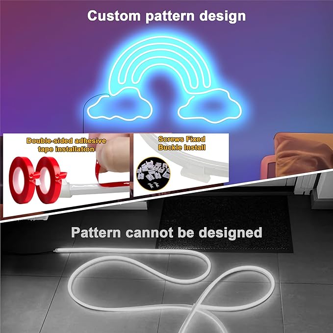 Cozylady RGB Neon LED Rope Lights, Waterproof Bluetooth APP Remote Control Music Sync Strip Lights, 24V Flexible DIY Silicone Light for Bedroom Home Indoor Outdoor Decor (30M/100Ft)