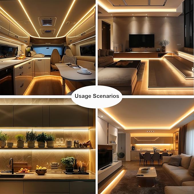 TOPAI 24V COB LED Strip Warm White 3000K Outdoor Waterproof 16.4ft Super Bright 4000Lm CRI>90 Self Adhesive Uniform Dotless 480LEDs/M Cuttable Flexible for Home,Office DIY Lighting Project