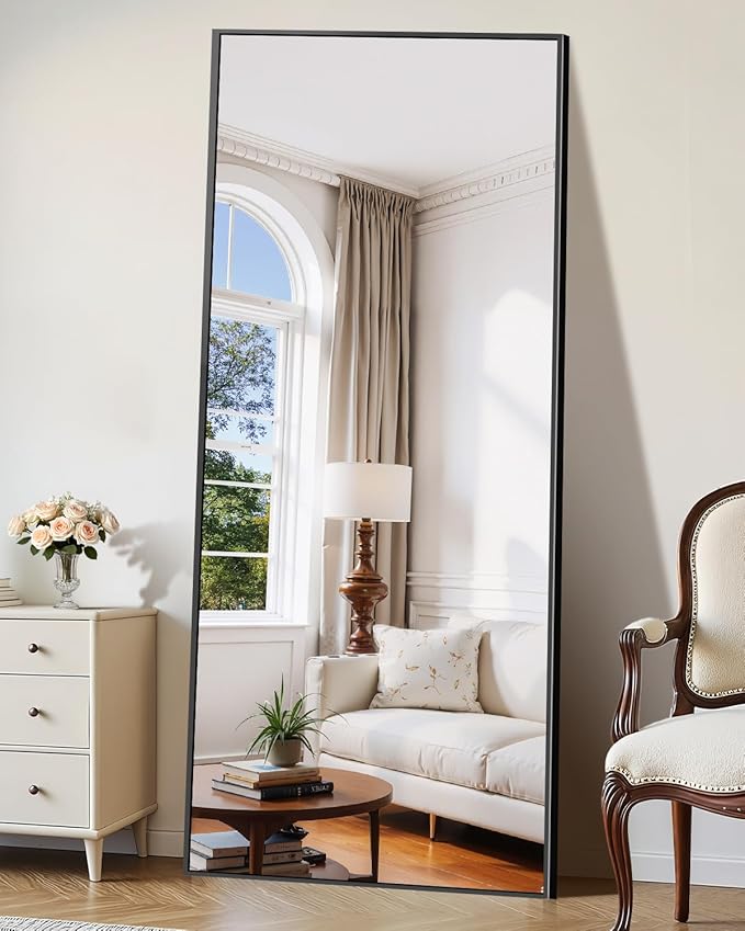 71"x30" Floor Mirror Full Length - Standing Mirror with Aluminum Alloy Frame, Large Body Mirror for Bedroom, Living Room, Wall Mounted or Leaning
