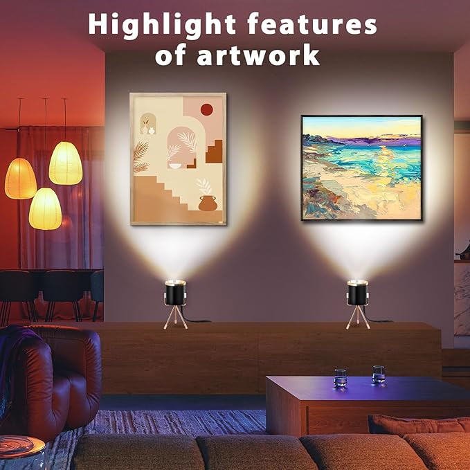 Spot Lights Indoor Floor Lamp, 6W Uplighting Indoor, Floor Can Lights for Plants Pictures Corner Ambient Lighting, 2 Pack