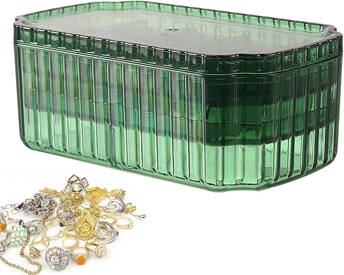 Cosmetic Case Jewelry Box Makeup Case Organizer - Stackable Removable 3 Layer Jewelry Display Case for Rings Bracelets Necklaces