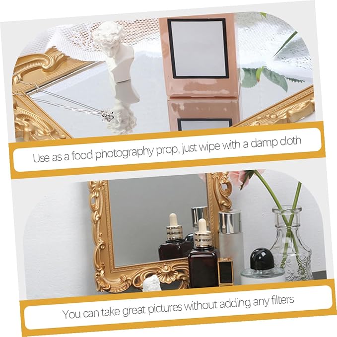 Ipetboom Decorative Mirror Tray Perfume Organizer Makeup Vanity Tray for Dresser Countertop Home Décor Accessories