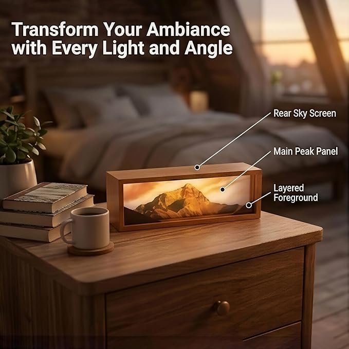 Mount Everest Led Light Box 3 Layers of Acrylic Light Box - Handmade Table Lamp for Room Decor - National Park Travel Signs Travel Gift