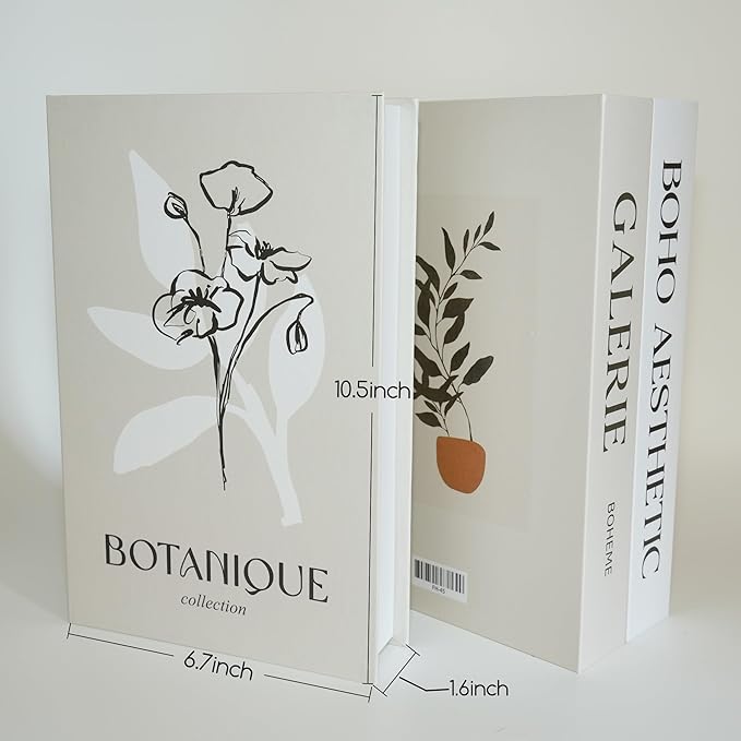 Set of 3 Decorative Books for Home Decor, Coffee Table Books Decor, Entryway or Bookshelf Decor Aesthetic, Neutral Storage Boxes