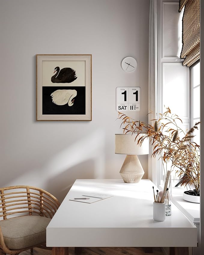 VIYYIEA Framed Wall Art for Living Room, Swan Canvas Prints, Vintage Home Decor, Animals Painting Picture, Bathroom Wall Decor Gifts for Friends or Family - 12L x 10W