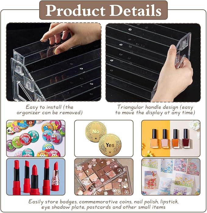 FINGERINSPIRE 4 Tier Acrylic Riser Display Stands 12.20x5.91x4.33Inch Clear Acrylic Badge Display Shelves Makeup Organizer Perfume Organizer Shelf for Figure Anime Badge Cupcake Candy Food