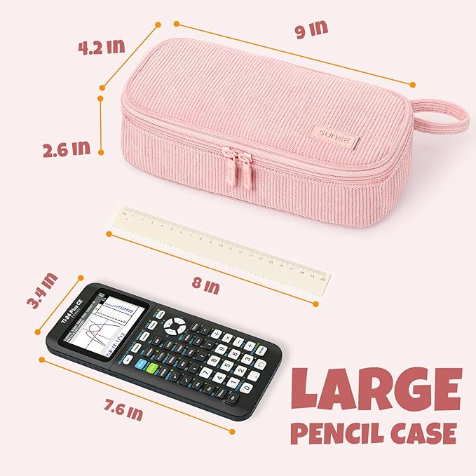 SUNEE Cute Pencil Case, Large Capacity Pencil Pouch Aesthetic Zipper Pencil Bag, Big Storage Pen Organizer for Stationery, Soft Corduroy Pencil Box Back to School Supplies for Teen Girls Boys, Pink