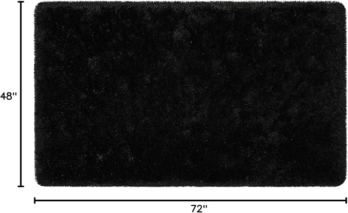 BENRON Fluffy Black Rugs for Living Room Bedroom 4x6, Soft Plush Fuzzy Shaggy Rugs for Kids Girls Boys Room Decor, Washable Indoor Floor Carpets