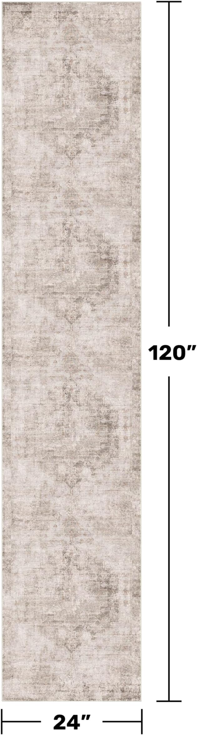 Hazo Haus Non Slip 10ft Long Hallway Runner Rug - Beige Brown 2 x 10 Runner Rug, Washable & Waterproof 2x10 Kitchen Floor Mat - Modern Abstract Design Décor