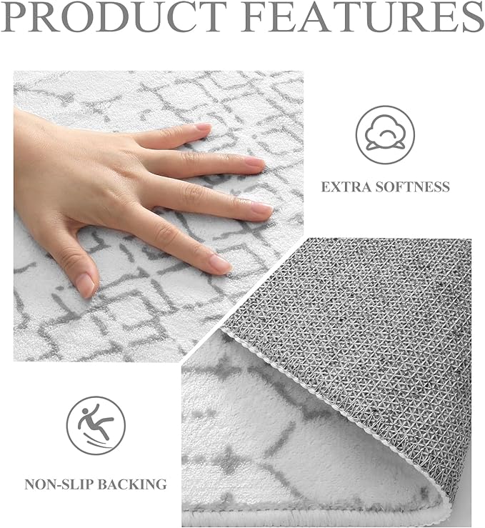 Lahome Moroccan Living Room Area Rug - Washable Rugs 4x6 Non-Slip Soft Throw Rugs for Bedroom White Lightweight Large Rug, Modern Geometric Print Low-Pile Capet for Classroom Office Dining Room Hana