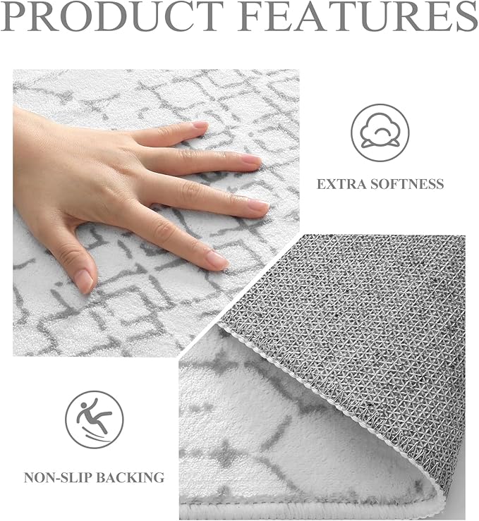 Lahome Moroccan Circle Rug 6Ft Washable Large Round Area Rugs for Living Room Non-Slip Low-Pile Dining Room Rugs for Under Table, Modern Geometric Print White Circular Rug for Bedroom Nursery Hana