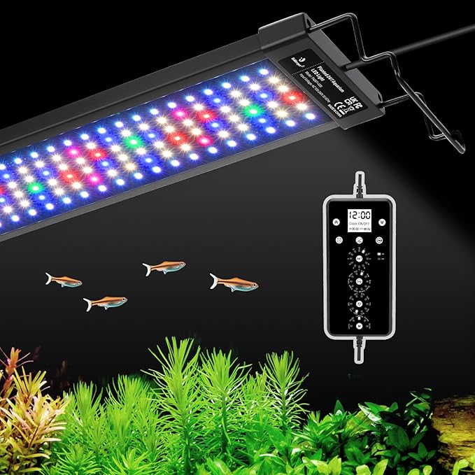 fishkeeper LED Aquarium Plant Light, 24/7 Full Spectrum Aquarium Light with 5 Nature Weather Mode, Auto On Off with Timer for 32-40 Inch Fish Tank, Adjustable Colors/Brightness with Memory Function