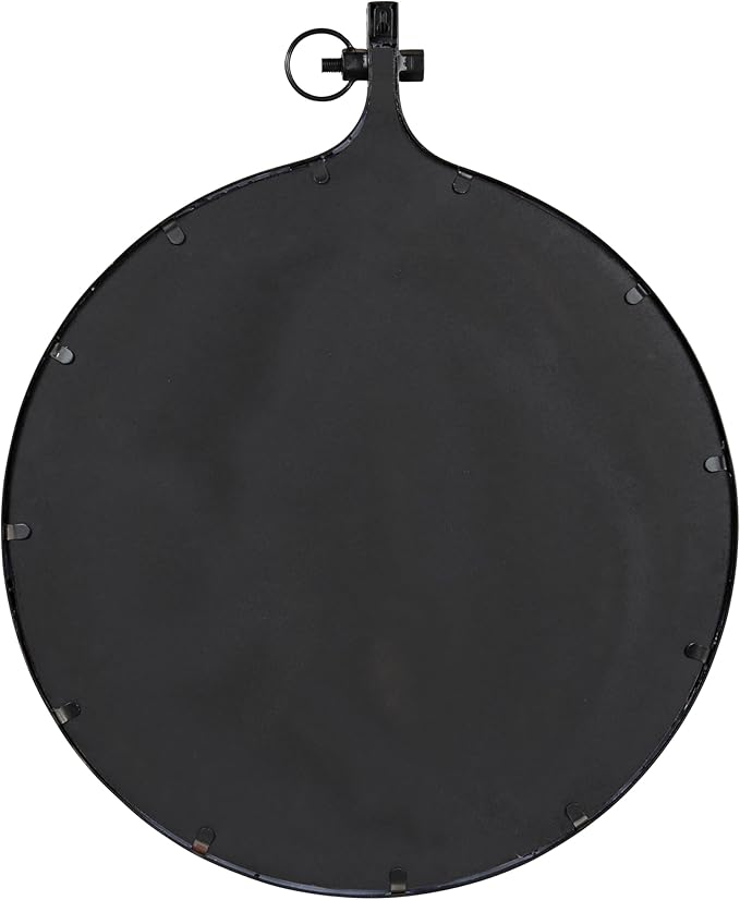 Kate and Laurel Yitro Round Industrial Modern Metal Framed Wall Mirror, 23.5x28.5, Black