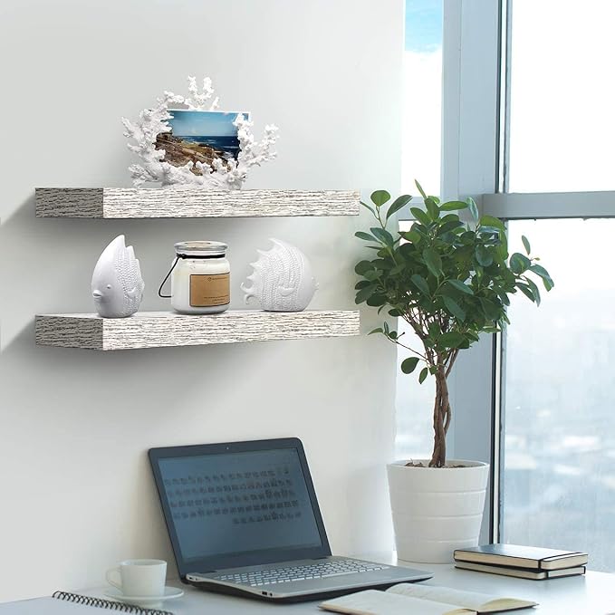 Sorbus Floating Shelves - 2 Pack 16 Inch Rustic & Blue Wall Shelves for Bedroom, Kitchen, Living Room, Bathroom Shelves, Home Decor, Office - Floating Shelf for Trophy, Books, Frames, Toilet Paper