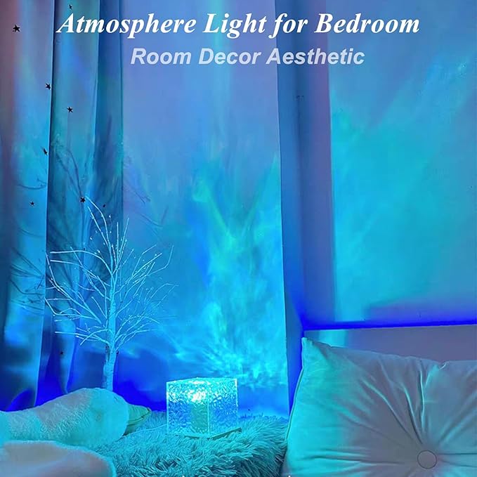 2Pack Aurora Ocean Wave Lights Projector, Cordless Rechargeable 16 Colors 4 Modes Northern Lights Dimmable Ambient Mood Lighting,Color Changing Night Light for Bedroom Shower (Large)