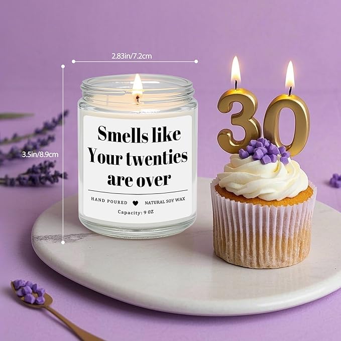 Homsolver 30th Birthday Gifts for Women Men, 9OZ Lavender Scent Happy Birthday Candles with 50+ Hours Burn Time, Unique Handmade 30th Birthday Decorations for Her Him, Friend, Sister, Wife, Husband