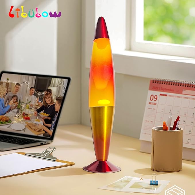 16 Inch Rainbow Motion Lamp with 2 Bulbs, Sunset Sunrise Lamp, Night Light Mood Lighting for Adults, Home Room Office Decor, Present for Birthday Anniversary, Yellow Orange Red