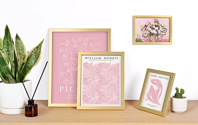 ANERZA 16 PCS Framed Pink Wall Art Decor, Matisse Wall Prints for Bedroom, Gallery Wall Frame Set, Minimalist Posters for Living Room Aesthetic, Collage Kit, Teen Girls Dorm Home Artwork