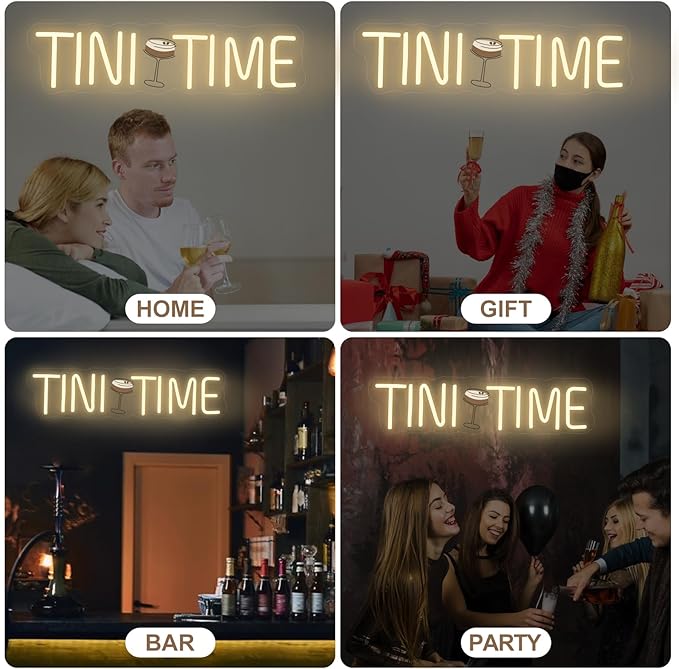 Tini Time Neon Sign, Espresso Martini LED Decor, Home Bar Party Decoration, Beer LED Light, Espresso Martini Time Lover, Bachelorette Party Decor, 16.5"x4.5"
