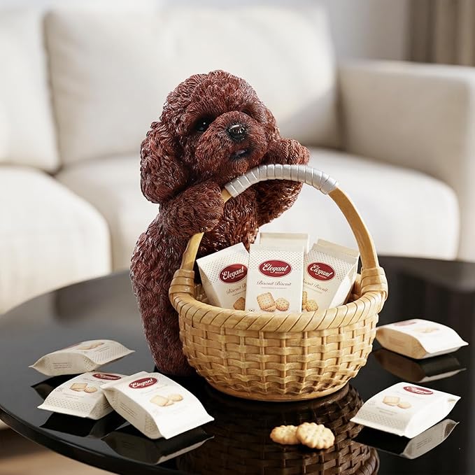 Dog Resin Storage Basket, Desktop Organizer for Remote & Keys, Cute Home Decor Tray, Ideal present for Pet Lovers.(Poodle Red)