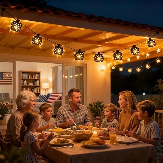 Vigdur Lantern String Lights, Star String Lights Plug in with 10 Clear G40 Bulbs and Star Plastic Lamp Shades, Connectable Moroccan Decoration Light for Home Holiday Party Decorations(9.84FT)