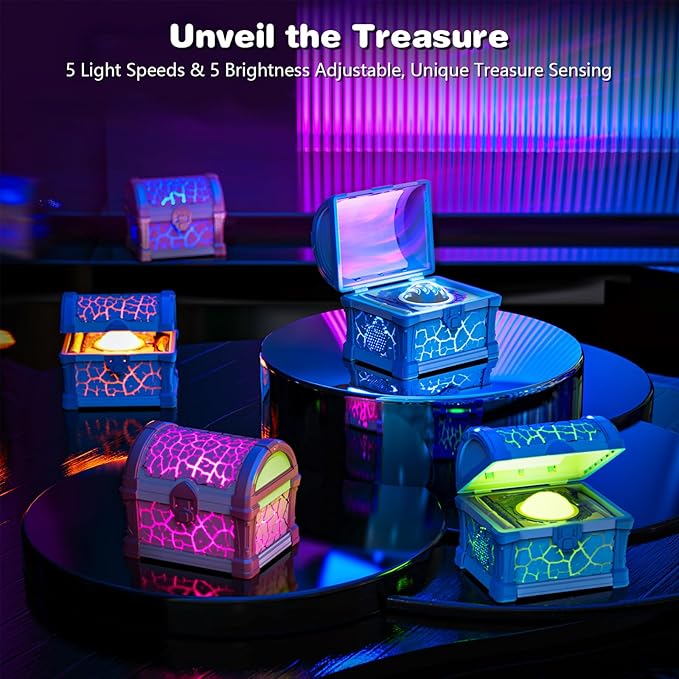 Northern Light Galaxy Projector Treasure Chest Projection – Aurora Projectior with White Noise and Bluetooth Speaker, Night Light Boy Room Decor, Gift for Kids Teen (Blue)