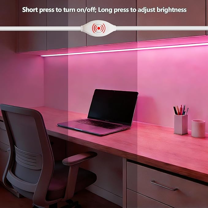 ZSLAIFU 5V LED Strip Lights, Pink USB LED Light Strip, 3.28FT Dimmable Cob LED Strip Light, High Brightness Short LED Strip for Display Cabinet, Living Room, TV Lights