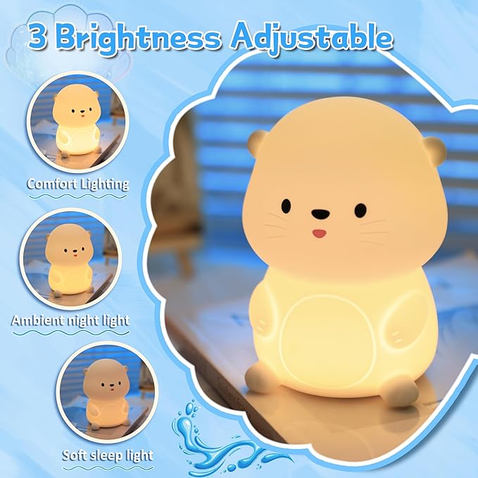 OkiyiD Otter Night Light, Cute Sea Otter Lamp Gifts,Animal Silicone Night Lamp, Cute Room Decor Night Light Birthday Christmas Gifts