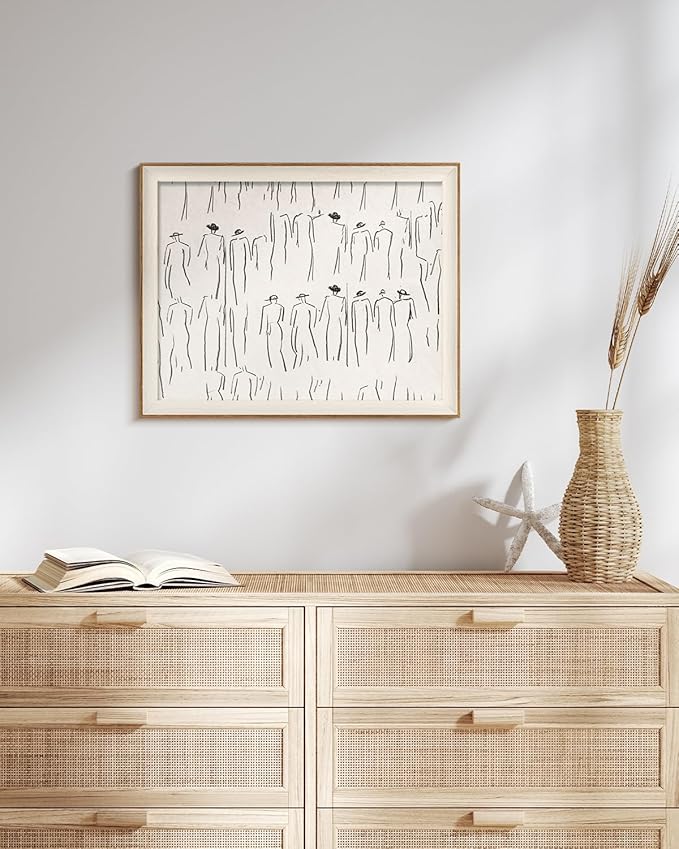 VIYYIEA Framed Wall Art for Living Room, Sketch Canvas Prints, Minimalist Home Decor, Abstract Painting Picture, Bathroom Wall Decor Gifts for Friends or Family - 20L x 16W