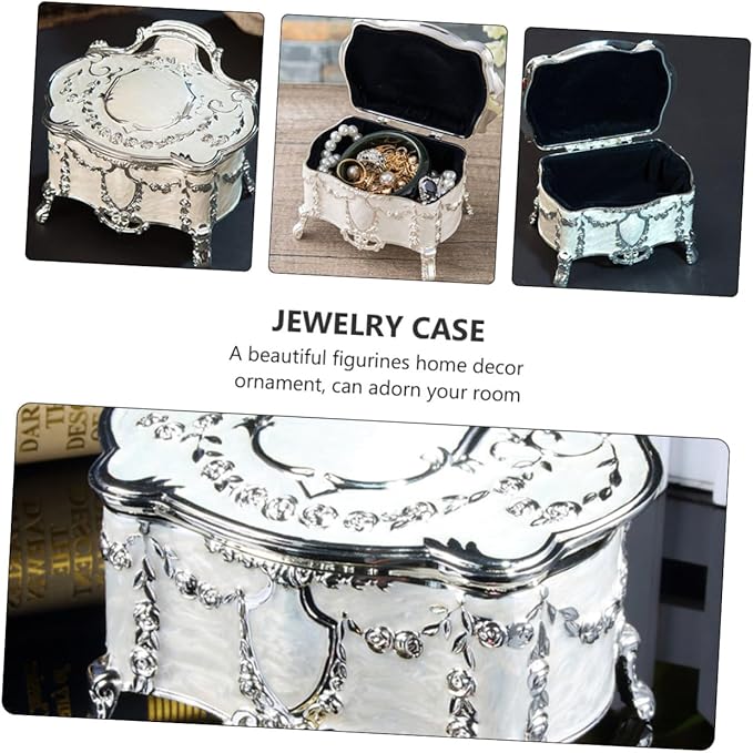 Vintage Jewelry Box European Style Small Trinket Case 6.8x5.3x5.5in Makeup Organizer for Earrings Storage Home Decor