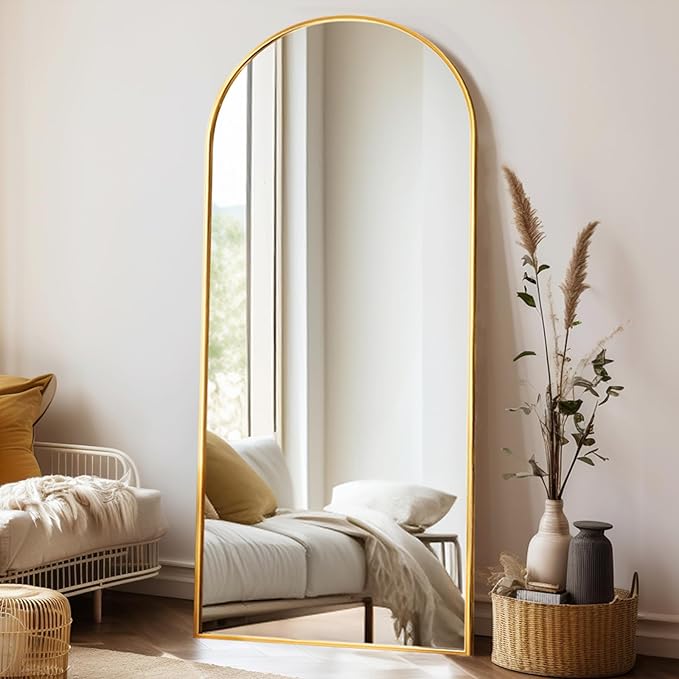 Rowjut Large 71"x30" Arched Full Length Mirror, Gold Mirrors Full Length Floor Mirror Standing for Bedroom, Living Room, Wall Mounted & Full Body Mirror Hanging or Leaning(Gold)