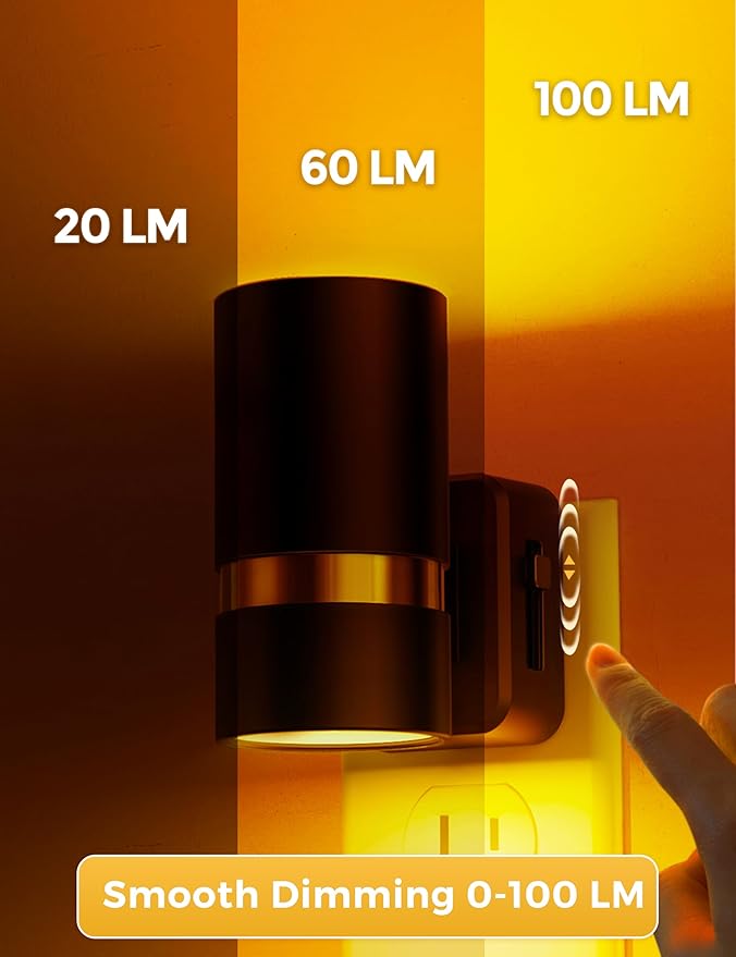 L LOHAS LED Night Lights Plug into Wall, Dusk to Dawn Sensor, Amber Night Light Plug in for Kids, 0-100LM, Ideal for Bedroom, Hallway, Stairs, Nursery, 2 Pack
